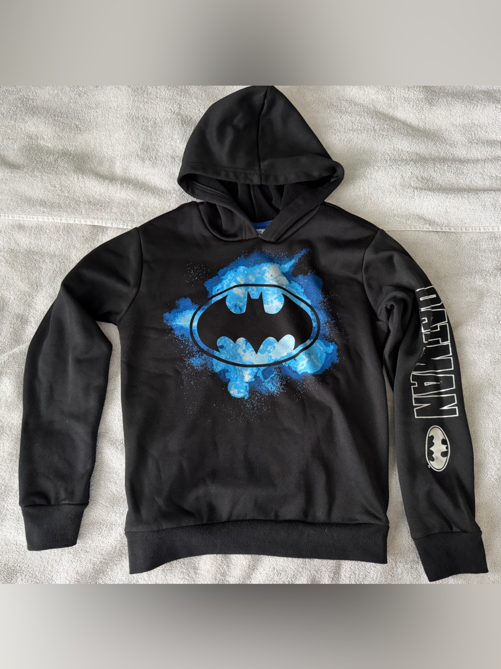 DC Kids Black Hoodie with Blue Batman Emblem